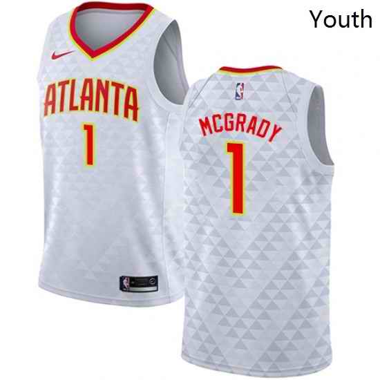 Youth Nike Atlanta Hawks 1 Tracy Mcgrady Authentic White NBA Jersey Association Edition